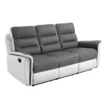 paris prix Canapé de Relaxation 3 Places Microfibre "Kato" 191cm Blanc & Gris