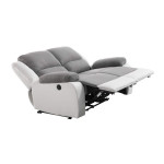 Paris Prix Canapé De Relaxation Électrique 2 Places "Ota" 143cm Gris & Blanc