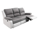 Paris Prix Canapé De Relaxation Électrique 3 Places "Ota" 192cm Gris & Blanc