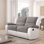 Paris Prix Canapé De Relaxation Microfibre "Polo" 143cm Gris & Blanc