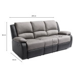 Paris Prix Canapé De Relaxation "Polo" 193cm Gris & Noir