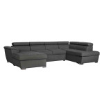 Paris Prix Canapé Panoramique Convertible "2 Coffres" 322cm Gris Foncé