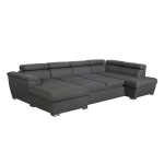 Paris Prix Canapé Panoramique Convertible "2 Coffres" 322cm Gris Foncé