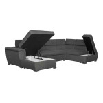 Paris Prix Canapé Panoramique Convertible "2 Coffres" 322cm Gris Foncé