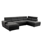Paris Prix Canapé Panoramique Convertible "2 Coffres" 322cm Gris & Noir