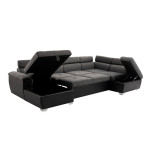 Paris Prix Canapé Panoramique Convertible "2 Coffres" 322cm Gris & Noir