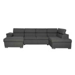 paris prix Canapé Panoramique Convertible "2 Coffres" 322cm Gris Foncé