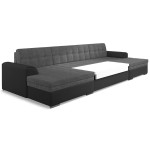 Paris Prix Canapé Panoramique Convertible "Ascobar" 365cm Noir & Gris