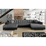 Paris Prix Canapé Panoramique Convertible "Ascobar" 365cm Noir & Gris