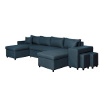 Paris Prix Canapé Panoramique Convertible "Coval" 311cm Bleu Pétrole