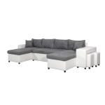 Paris Prix Canapé Panoramique Convertible "Coval" 311cm Gris & Blanc