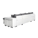 Paris Prix Canapé Panoramique Convertible "Coval" 311cm Gris & Blanc