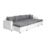 Paris Prix Canapé Panoramique Convertible "Coval" 311cm Gris & Blanc