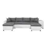 paris prix Canapé Panoramique Convertible "Coval" 311cm Gris & Blanc