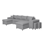 Paris Prix Canapé Panoramique Convertible "Coval" 311cm Gris Clair