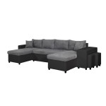Paris Prix Canapé Panoramique Convertible "Coval" 311cm Gris & Noir