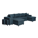 Paris Prix Canapé Panoramique Convertible "Coval II" 311cm Bleu Pétrole