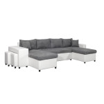 Paris Prix Canapé Panoramique Convertible "Coval II" 311cm Gris & Blanc