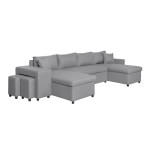 Paris Prix Canapé Panoramique Convertible "Coval II" 311cm Gris Clair