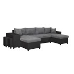 Paris Prix Canapé Panoramique Convertible "Coval II" 311cm Gris & Noir