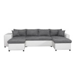 paris prix Canapé Panoramique Convertible "Coval II" 311cm Gris & Blanc
