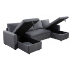 Paris Prix Canapé Panoramique Convertible "Dayo" 295cm Gris Foncé