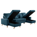 Paris Prix Canapé Panoramique Convertible "Koli" 289cm Bleu