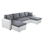Paris Prix Canapé Panoramique Convertible Microfibre "Dayo" 295cm Gris & Blanc