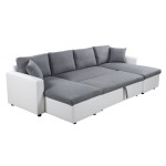 Paris Prix Canapé Panoramique Convertible Microfibre "Dayo" 295cm Gris & Blanc