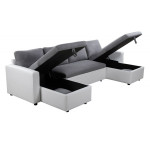 Paris Prix Canapé Panoramique Convertible Microfibre "Dayo" 295cm Gris & Blanc