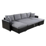 Paris Prix Canapé Panoramique Convertible Microfibre "Dayo" 295cm Gris & Noir
