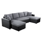 Paris Prix Canapé Panoramique Convertible Microfibre "Dayo" 295cm Gris & Noir