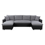 paris prix Canapé Panoramique Convertible Microfibre "Dayo" 295cm Gris & Noir