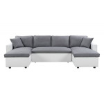 paris prix Canapé Panoramique Convertible Microfibre "Dayo" 295cm Gris & Blanc