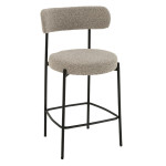 paris prix Chaise de Bar en Tissu Bouclé "Aldo" 97cm Gris