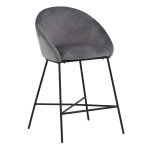 paris prix Chaise de Bar en Velours "Alton" 97cm Gris Foncé