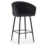paris prix Chaise de Bar en Velours "Kandi" 106cm Noir