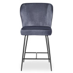 Paris Prix Chaise De Bar Velours Design "Elsa" 100cm Gris