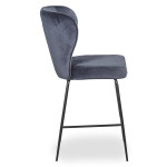 Paris Prix Chaise De Bar Velours Design "Elsa" 100cm Gris