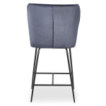 Paris Prix Chaise De Bar Velours Design "Elsa" 100cm Gris