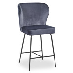 paris prix Chaise de Bar Velours Design "Elsa" 100cm Gris
