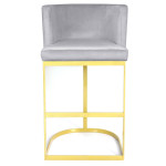Paris Prix Chaise De Bar Velours Design "Noemy" 100cm Argent