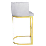 Paris Prix Chaise De Bar Velours Design "Noemy" 100cm Argent