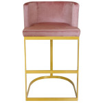 Paris Prix Chaise De Bar Velours Design "Noemy" 100cm Rose
