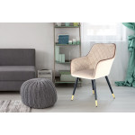 Paris Prix Chaise Déco En Velours "Amino" 86cm Beige & Or