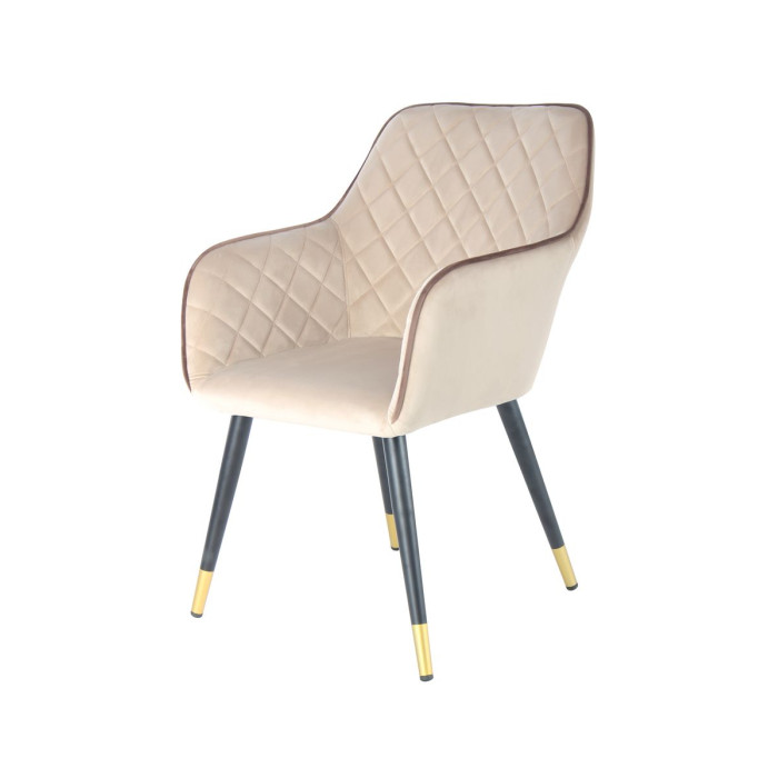 Paris Prix Chaise Déco En Velours "Amino" 86cm Beige & Or