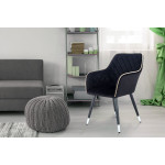 Paris Prix Chaise Déco En Velours "Amino" 86cm Noir & Gris