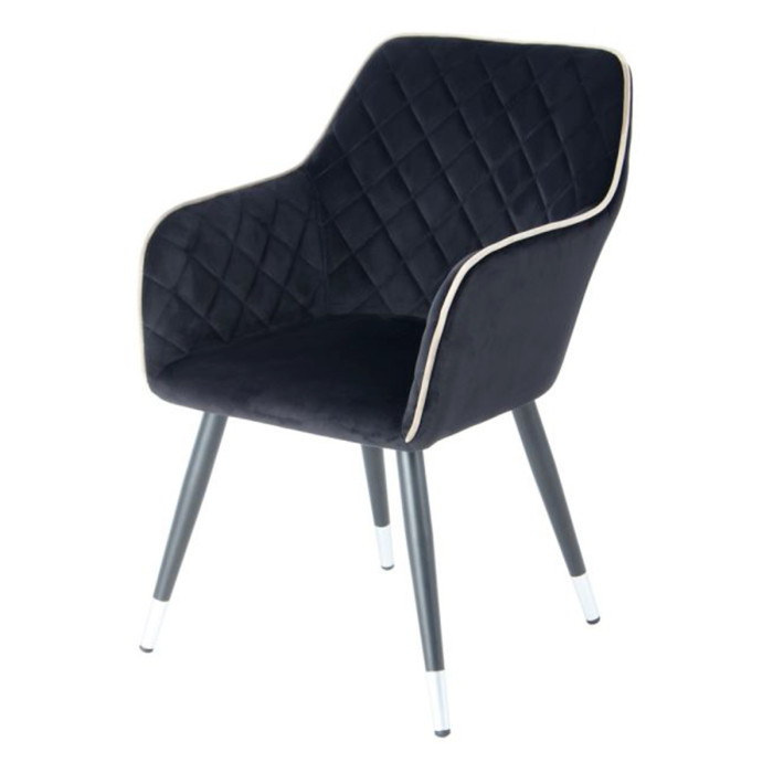 Paris Prix Chaise Déco En Velours "Amino" 86cm Noir & Gris