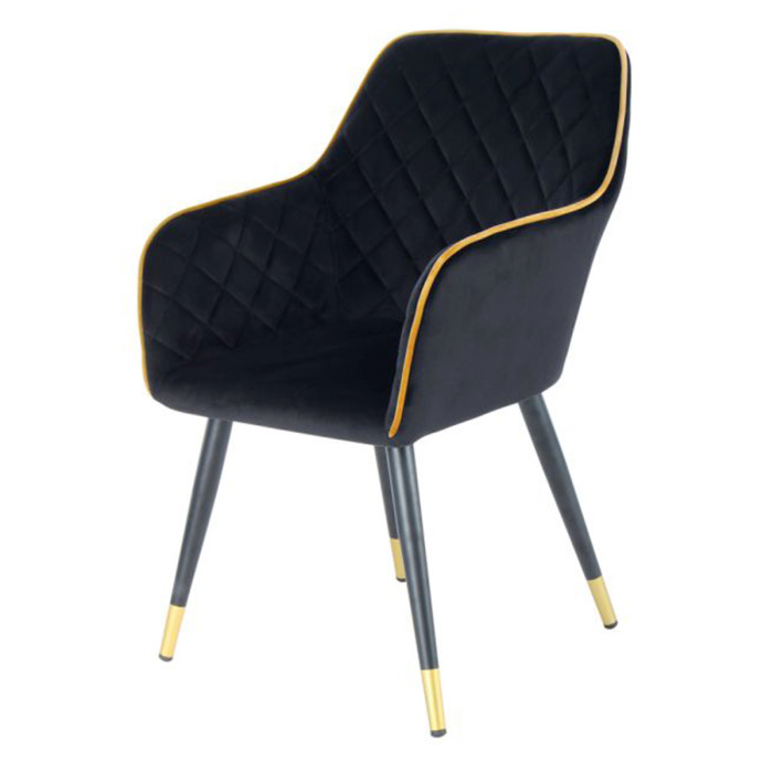 Paris Prix Chaise Déco En Velours "Amino" 86cm Noir & Or