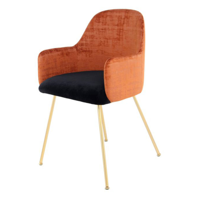 Paris Prix Chaise Déco En Velours "Richard" 85cm Marron & Noir